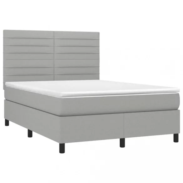 sötétszürke szövet rugós és LED-es ágy matraccal 140x190 cm