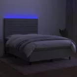 sötétszürke szövet rugós és LED-es ágy matraccal 140x190 cm