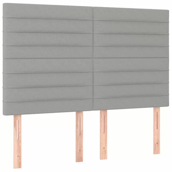 sötétszürke szövet rugós és LED-es ágy matraccal 140x190 cm