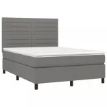 sötétszürke szövet rugós és LED-es ágy matraccal 140x190 cm