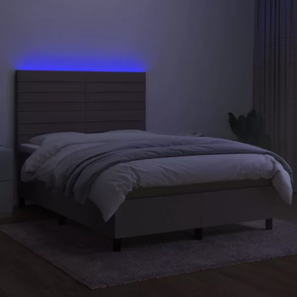 tópszínű szövet rugós és LED-es ágy matraccal 140x190cm