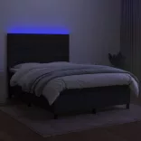 fekete szövet rugós és LED-es ágy matraccal 140x200 cm