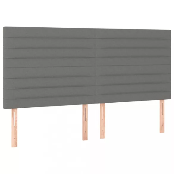 sötétszürke szövet rugós és LED-es ágy matraccal 160x200 cm