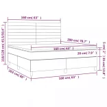 sötétszürke szövet rugós és LED-es ágy matraccal 160x200 cm