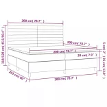 sötétszürke szövet rugós és LED-es ágy matraccal 200x200 cm