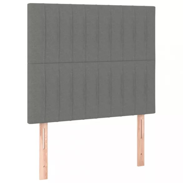 sötétszürke szövet rugós és LED-es ágy matraccal 80 x 200 cm