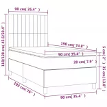 sötétszürke szövet rugós és LED-es ágy matraccal 90x190 cm