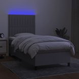 világosszürke szövet rugós és LED-es ágy matraccal 100x200 cm