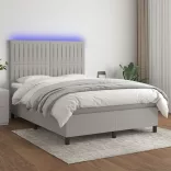 sötétszürke szövet rugós és LED-es ágy matraccal 140x190 cm