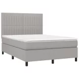sötétszürke szövet rugós és LED-es ágy matraccal 140x190 cm