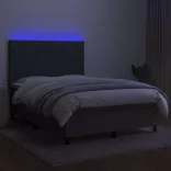 sötétszürke szövet rugós és LED-es ágy matraccal 140x190 cm