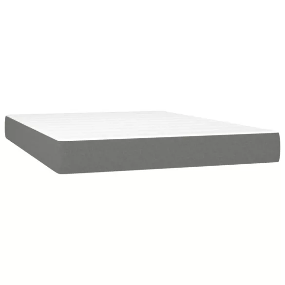sötétszürke szövet rugós és LED-es ágy matraccal 140x190 cm