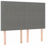 sötétszürke szövet rugós és LED-es ágy matraccal 140x200 cm