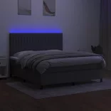sötétszürke szövet rugós és LED-es ágy matraccal 160x200 cm