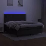 fekete szövet rugós és LED-es ágy matraccal 160x200 cm