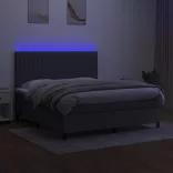 sötétszürke szövet rugós és LED-es ágy matraccal 180 x 200 cm