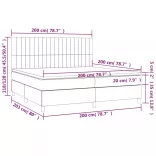 sötétszürke szövet rugós és LED-es ágy matraccal 200x200 cm