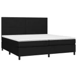 fekete szövet rugós és LED-es ágy matraccal 200x200 cm