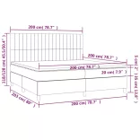 fekete szövet rugós és LED-es ágy matraccal 200x200 cm
