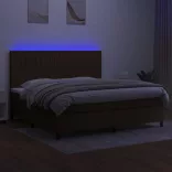 barna szövet rugós és LED-es ágy matraccal 200x200 cm