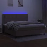 tópszínű szövet rugós és LED-es ágy matraccal 200 x 200 cm