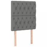 sötétszürke szövet rugós és LED-es ágy matraccal 80 x 200 cm