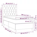 fekete szövet rugós és LED-es ágy matraccal 80 x 200 cm