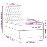 sötétszürke szövet rugós és LED-es ágy matraccal 90x190 cm
