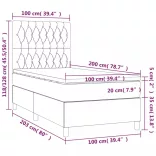 sötétszürke szövet rugós és LED-es ágy matraccal 100x200 cm
