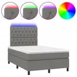 sötétszürke szövet rugós és LED-es ágy matraccal 120 x 200 cm