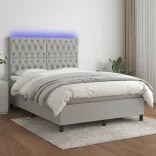 sötétszürke szövet rugós és LED-es ágy matraccal 140x190 cm