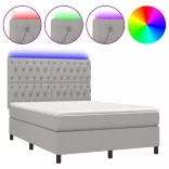 sötétszürke szövet rugós és LED-es ágy matraccal 140x190 cm