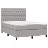 sötétszürke szövet rugós és LED-es ágy matraccal 140x190 cm