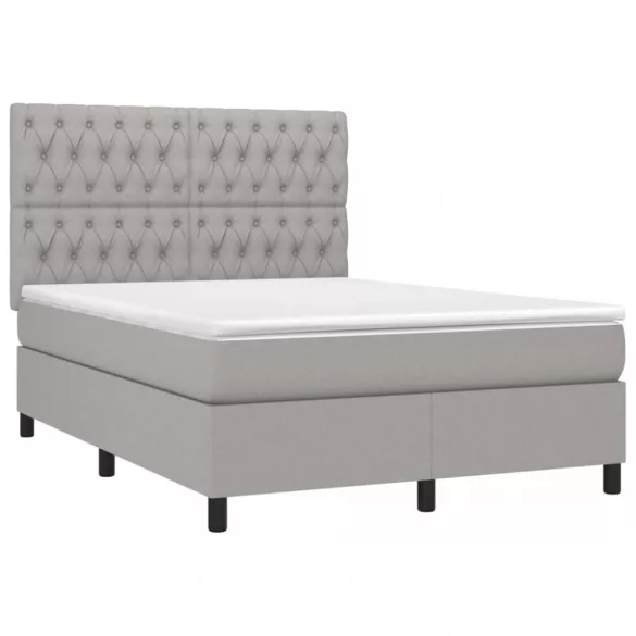sötétszürke szövet rugós és LED-es ágy matraccal 140x190 cm