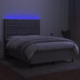 sötétszürke szövet rugós és LED-es ágy matraccal 140x190 cm