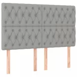 sötétszürke szövet rugós és LED-es ágy matraccal 140x190 cm
