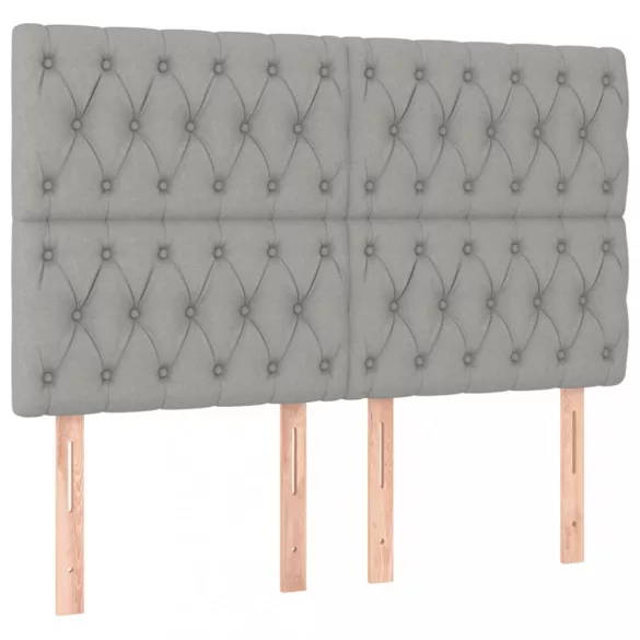 sötétszürke szövet rugós és LED-es ágy matraccal 140x190 cm