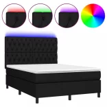 fekete szövet rugós és LED-es ágy matraccal 140x190 cm