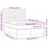 fekete szövet rugós és LED-es ágy matraccal 140x190 cm