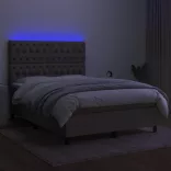 tópszínű szövet rugós és LED-es ágy matraccal 140x190cm
