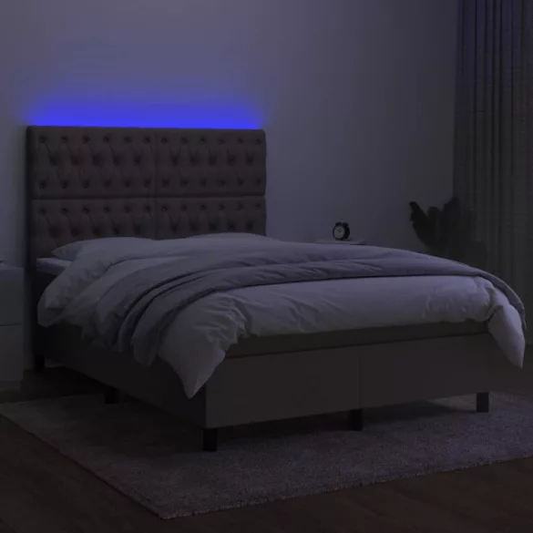 tópszínű szövet rugós és LED-es ágy matraccal 140x190cm