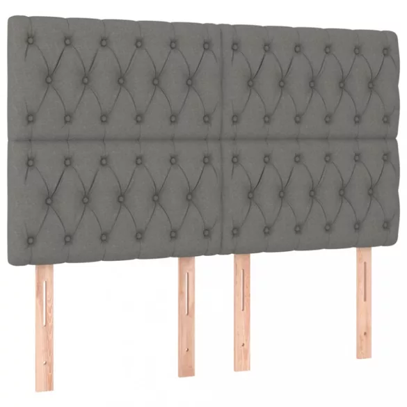 sötétszürke szövet rugós és LED-es ágy matraccal 140x200 cm
