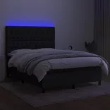 fekete szövet rugós és LED-es ágy matraccal 140x200 cm