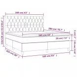 tópszínű szövet rugós és LED-es ágy matraccal 160x200 cm