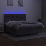 sötétszürke szövet rugós és LED-es ágy matraccal 180 x 200 cm