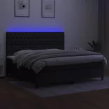 fekete szövet rugós és LED-es ágy matraccal 200x200 cm