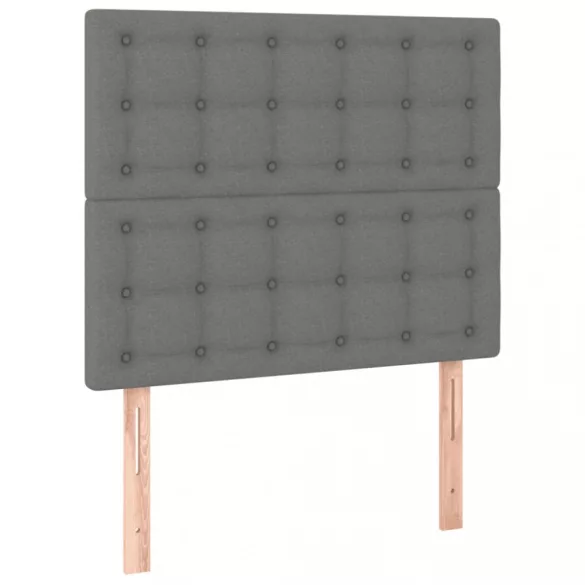sötétszürke szövet rugós és LED-es ágy matraccal 80 x 200 cm