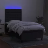 fekete szövet rugós és LED-es ágy matraccal 90x200 cm