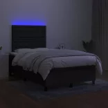 fekete szövet rugós és LED-es ágy matraccal 120 x 200 cm