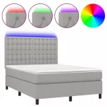 sötétszürke szövet rugós és LED-es ágy matraccal 140x190 cm
